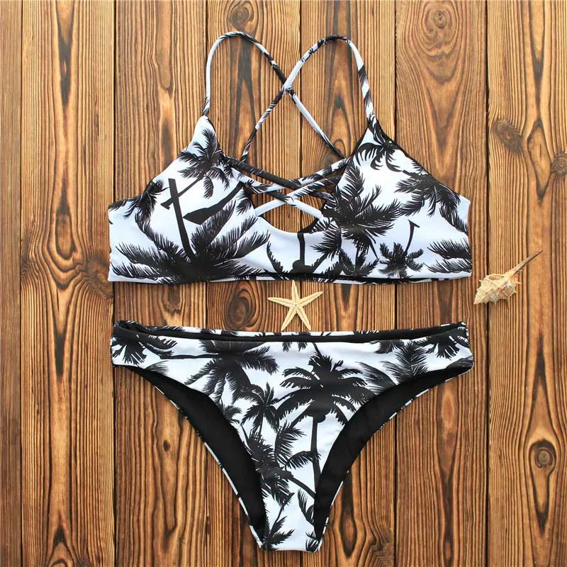 

Floral Bikini Set Halter Crop Top Hang High Neck Bikinis Set Push Up Swimwear Print Women Swimsuit Beach Bathing Suit