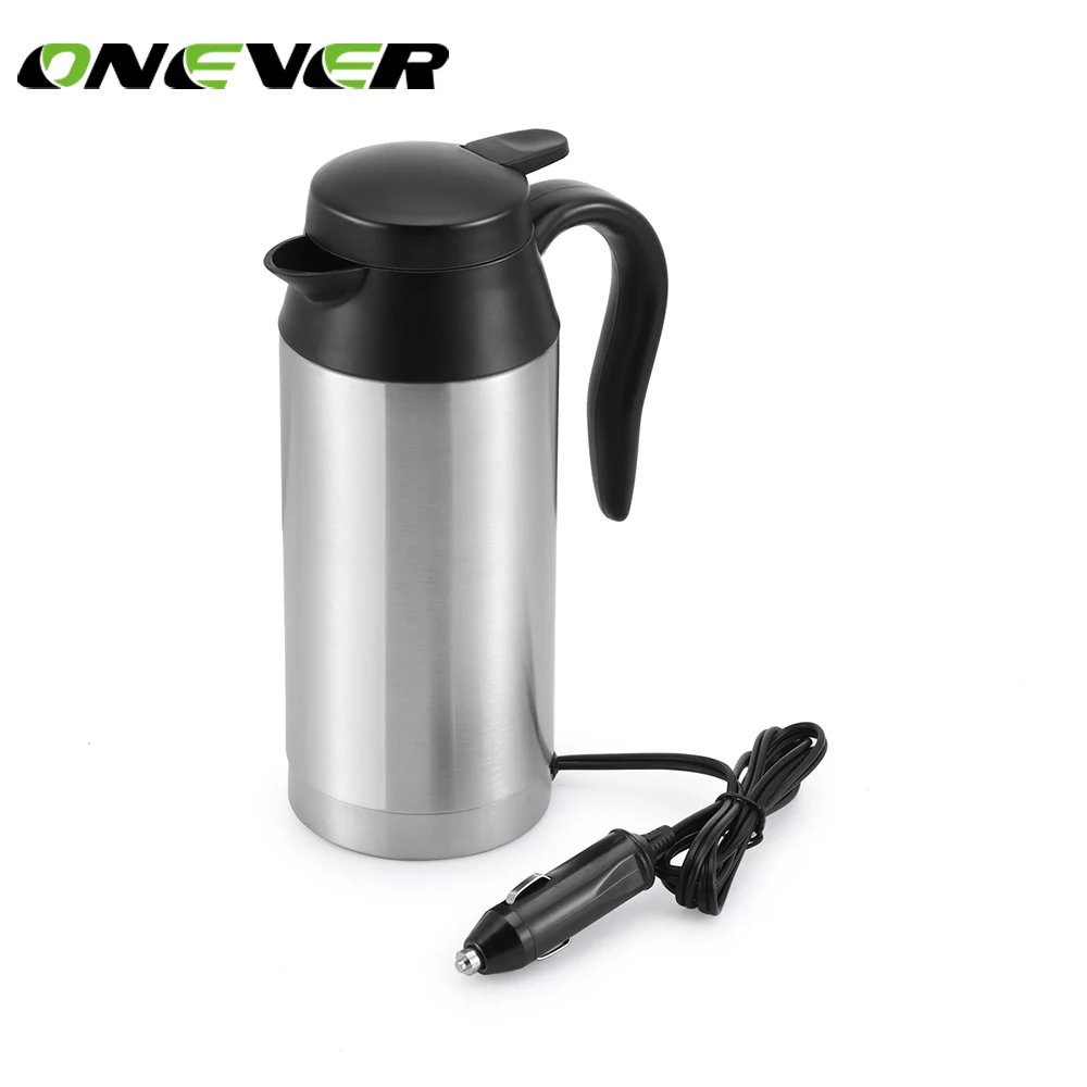Onever высокое качество Нержавеющая сталь автомобиль электрический чайник с закрытой резинкой Авто адаптер нагревательная чашка 12V 750 мл
