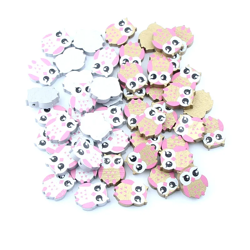 

Gold/Silver Color Wooden Beads 50pcs 21x17mm Owl Pattern Wood Beads for Jewelry Making DIY Rattle Pacifier Clip Necklace