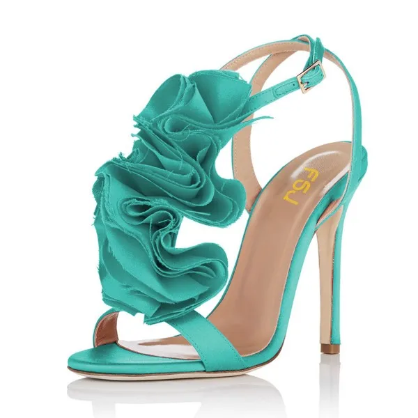 Turquoise Heels Satin Stiletto Heel 