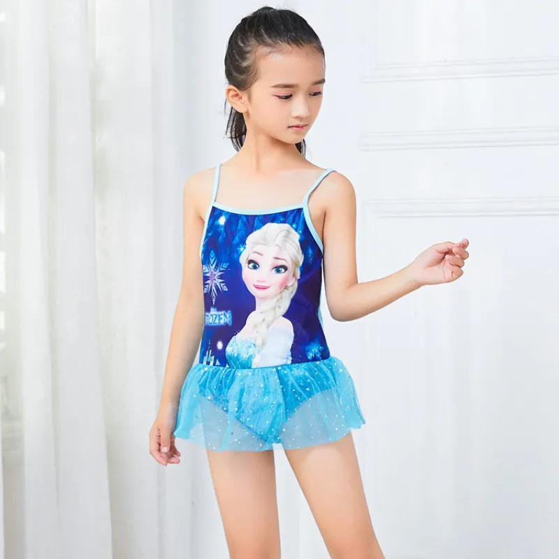 New Girls 3-10Y Swimsuit Elsa & Anna One Piece Children Swimwear Baby Swimsuit Bathing Suit Summer Style For Kids Princess