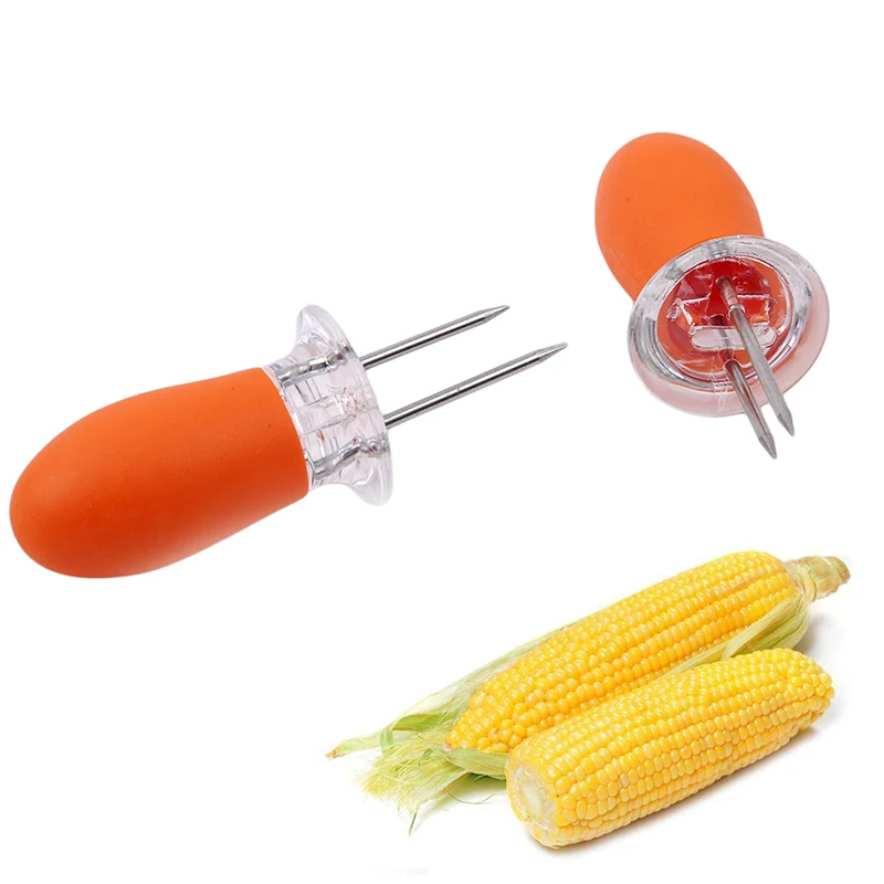 1set Recyclable Stainless Steel Corn Holders Barbecue Accessories Grill Tools Kitchen BBQ Food
