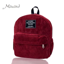 Vintage coréenne style harajuku simple solide couleurs glissière en velours côtelé à dos unisxe école adolescent filles femelle hommes mochilas