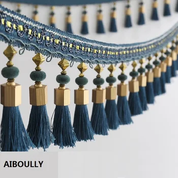 

AIBOULLY 1M Luxury Curtain Tassel Polyester silk Fringe Trim Lace Fabric And Fringe For Curtains DIY Decorative Trimming