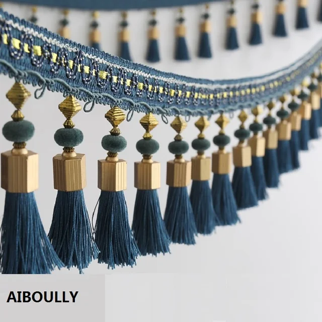 AIBOULLY 1M Luxury Curtain Tassel Polyester silk Fringe Trim Lace