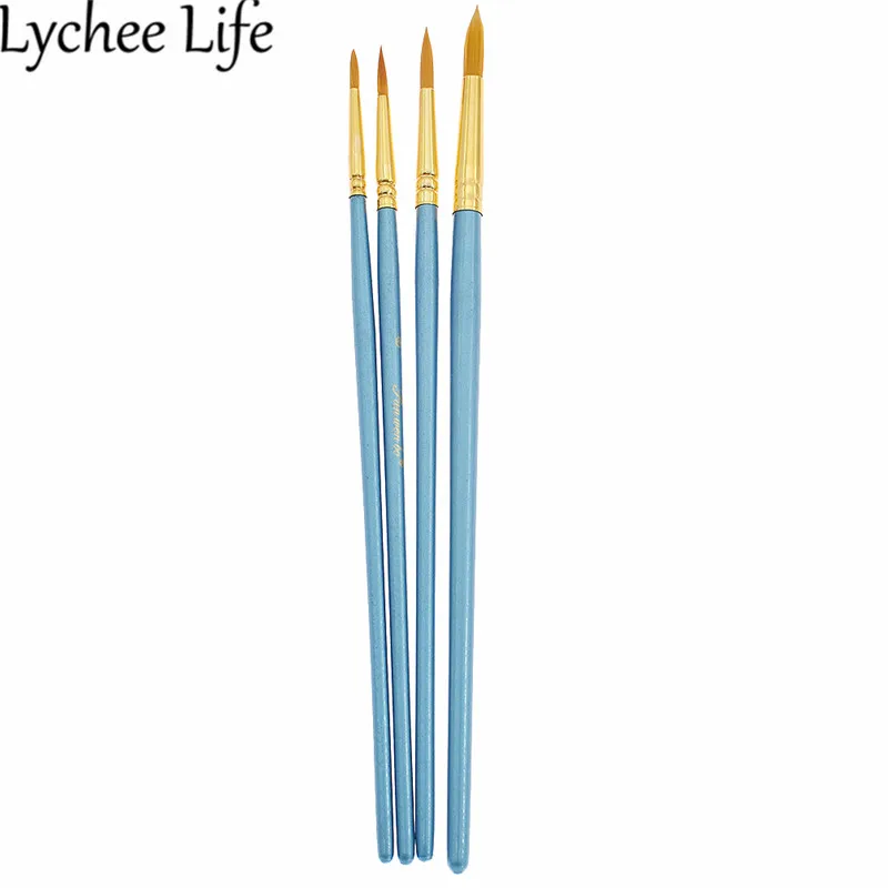 Lychee Life 4pcs Oil Paint Stick Sets Yellow Nylon Hair Metal Oil Paint