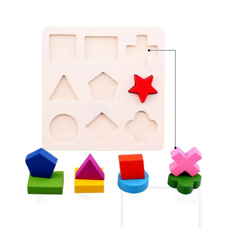 Деревянные геометрические формы головоломки Сортировка Математика Монтессори дошкольного обучения обучающая игра математические игрушки для детей Рождество