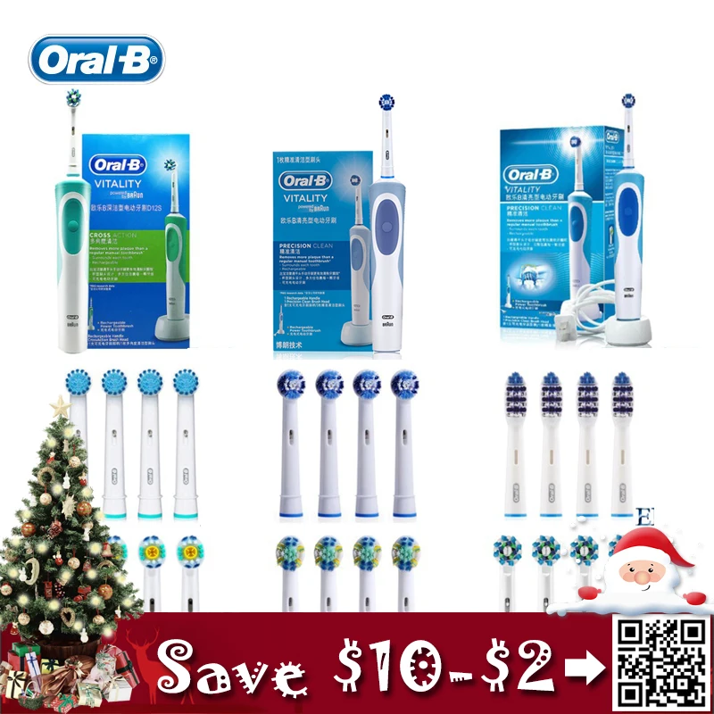 Oral B Vitality  Electric Toothbrush or Replaceable Brush Heads for Adult Rechargeable Electric Tooth Brushes Teeth Whitening