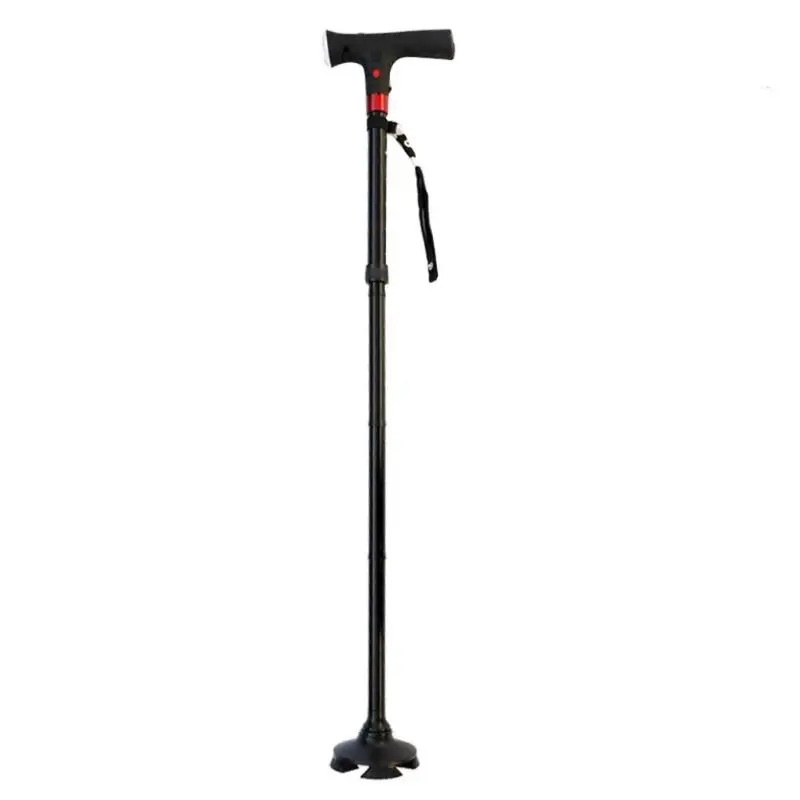 Walking Stick LED Light Old Man Folding Trekking Poles T-handle Man Hiking Poles Cane for Elders Outdoor Travel Walking Canes 