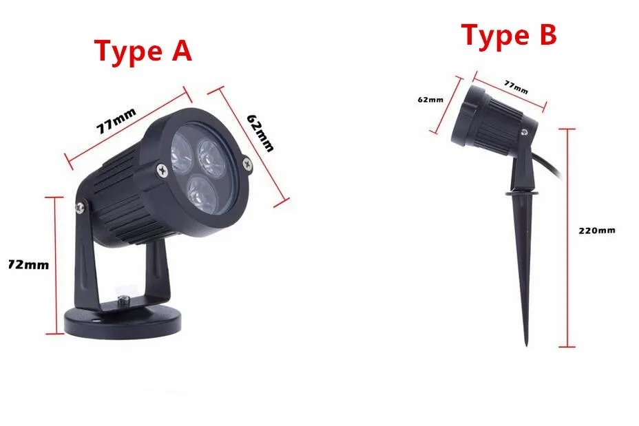 9 Вт открытый сада led 12 В AC85-265V IP68 Водонепроницаемый зеленый красный сине-белые 3*3 Вт свет газон свет лампы для сада Освещение