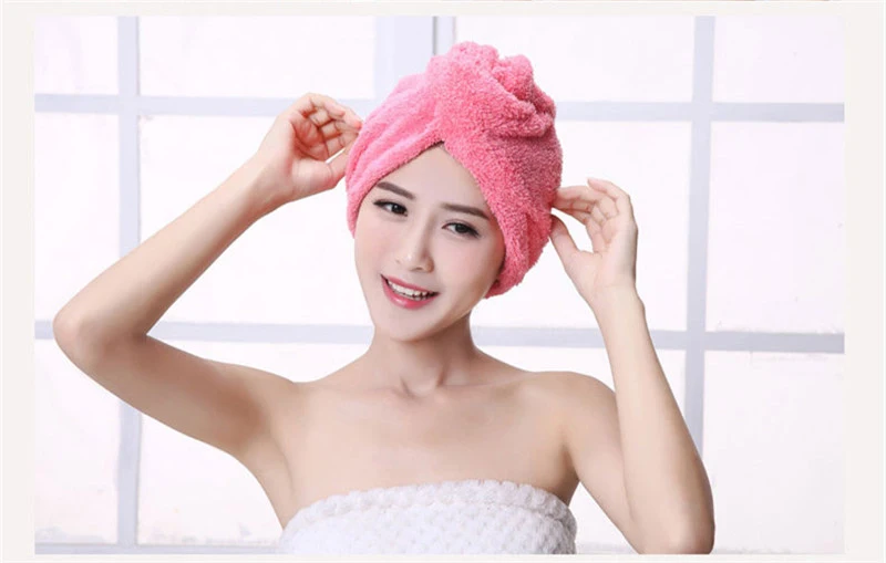 Сухая шляпа для волос полотенце для волос удобное новейшее микроволокно после душа Женская шапочка для спа обертывание Полотенце из микрофибры для купания банное полотенце - Цвет: pink