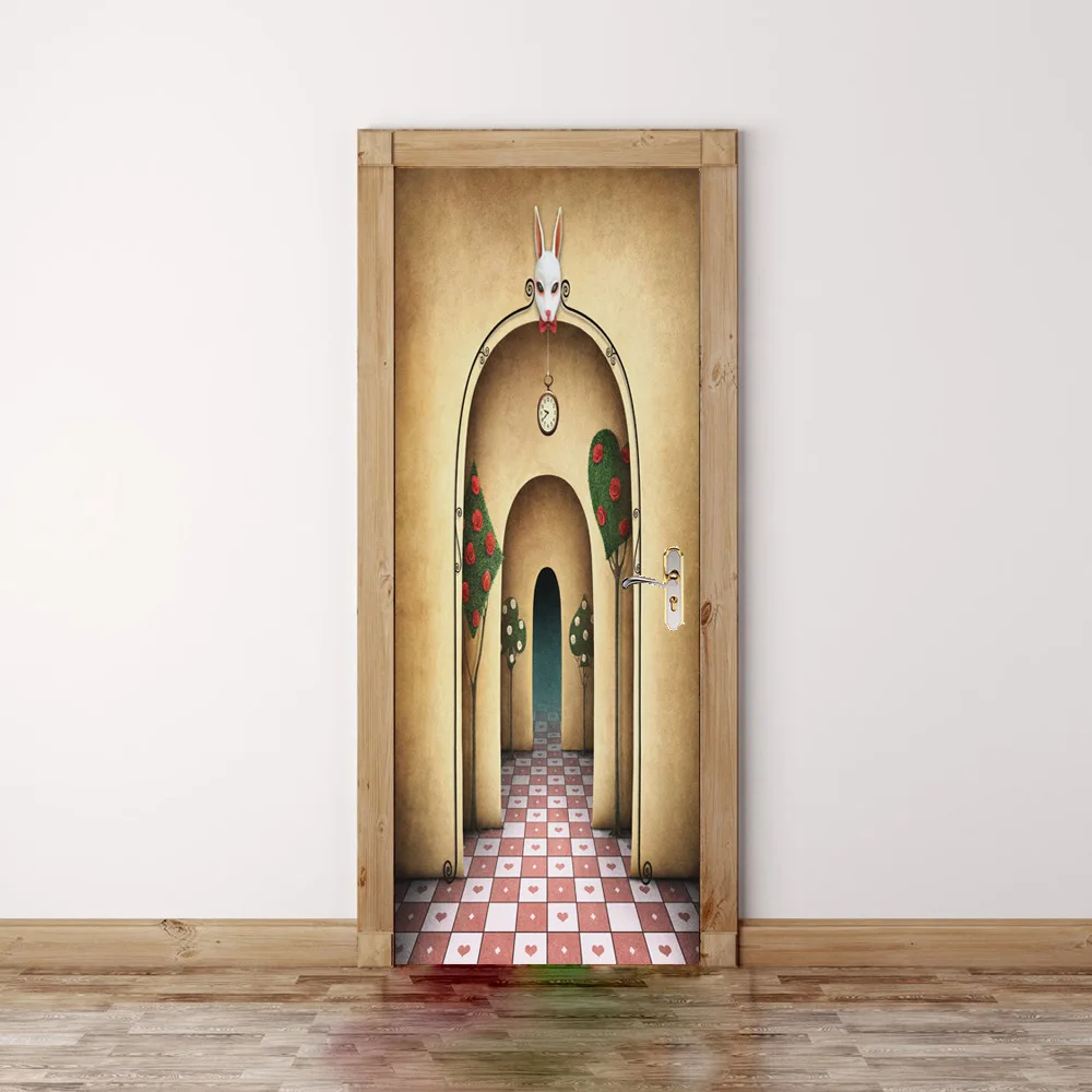 2 Panels Corridor Hall Wall Murals Wall Stickers Door Sticker Wallpaper