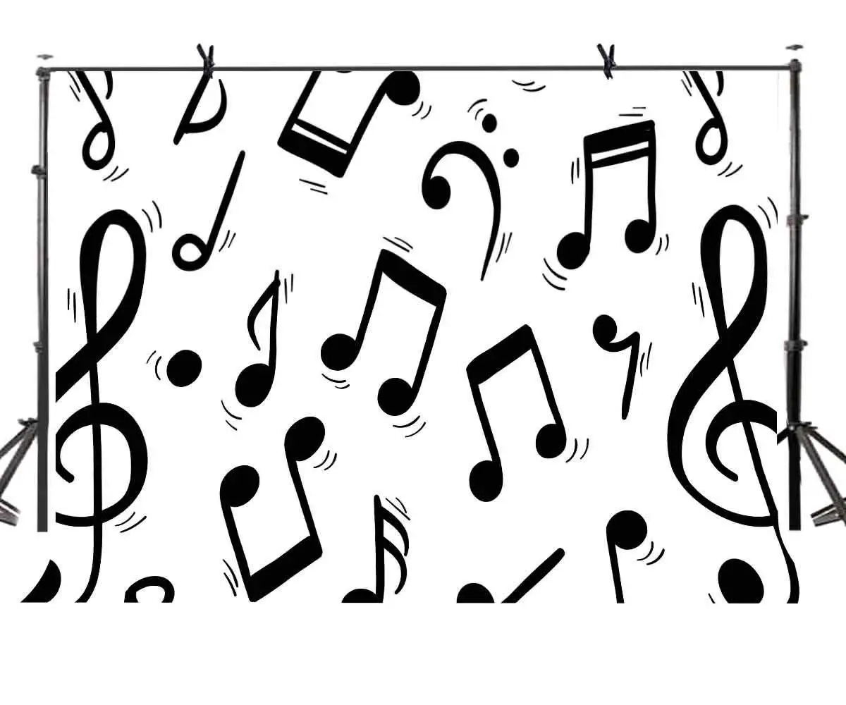 

7x5ft Music Symbol Backdrop Minimalistic White Back Music Symbol Photography Background and Studio Photography Backdrop Props