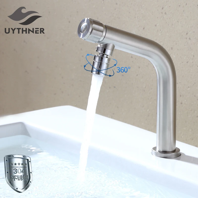 

Newly SUS304 Bathroom Sink Faucet Basin Mixer Tap Fashion Style Vessel Faucet Single Handle Single Cold Water Faucet