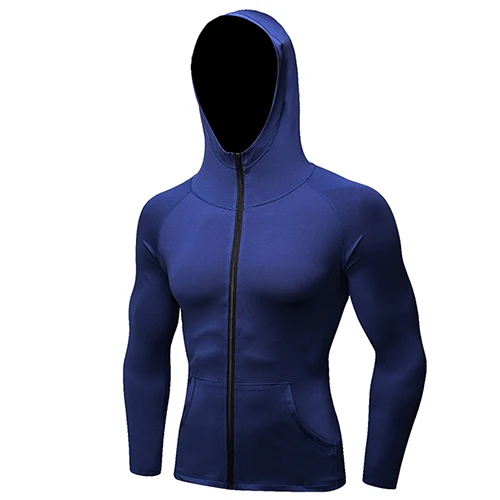 YEL куртка для бега Мужская дышащая быстросохнущая майка для йоги и фитнеса Спортивная ветровка удобные толстовки - Цвет: navy blue