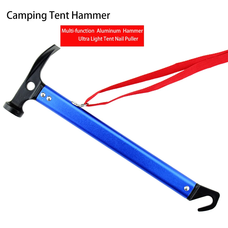 

Camping Tent Hammer Outdoor Multi-function Aluminum Ultra Light Tent Nail Puller Tent Accessories For Pets Climbing Hiking