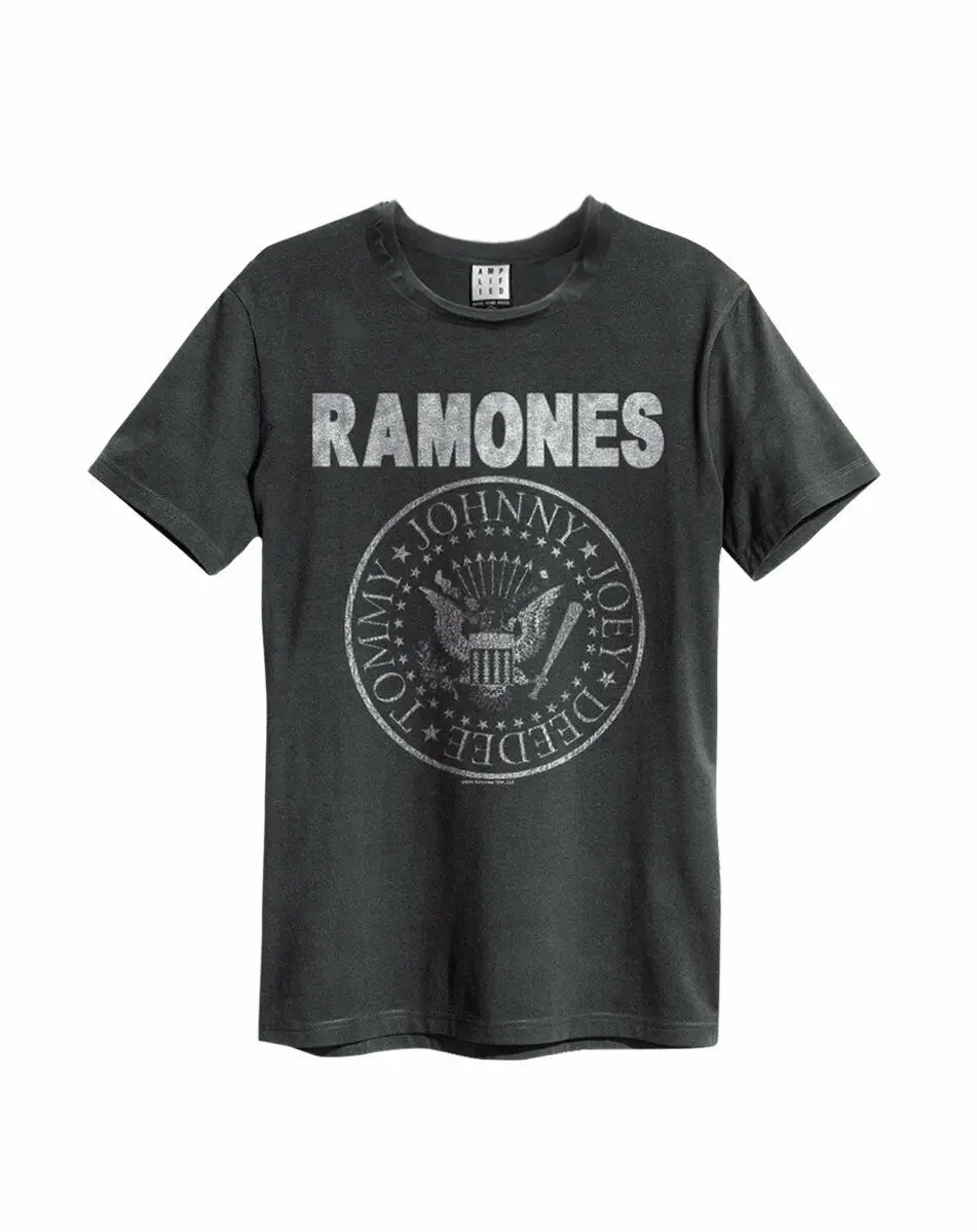 Усиленная Ramones-классическое уплотнение-Мужская усиленная угольная футболка |