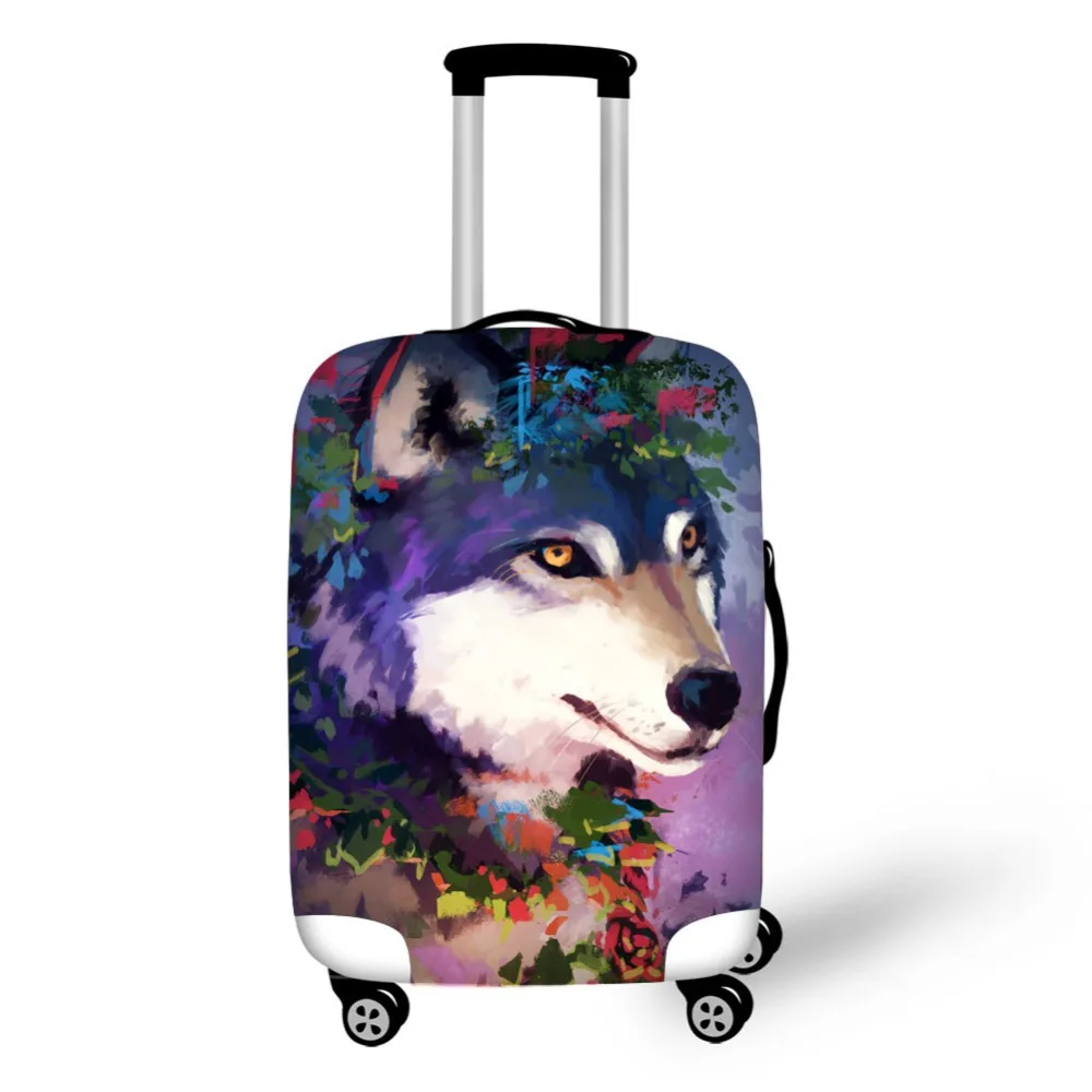 Animal Wolf Print Travel Accessories Suitcase Protective Covers 18-32 Inch Elastic Luggage Dust Cover Case Stretchable Protector