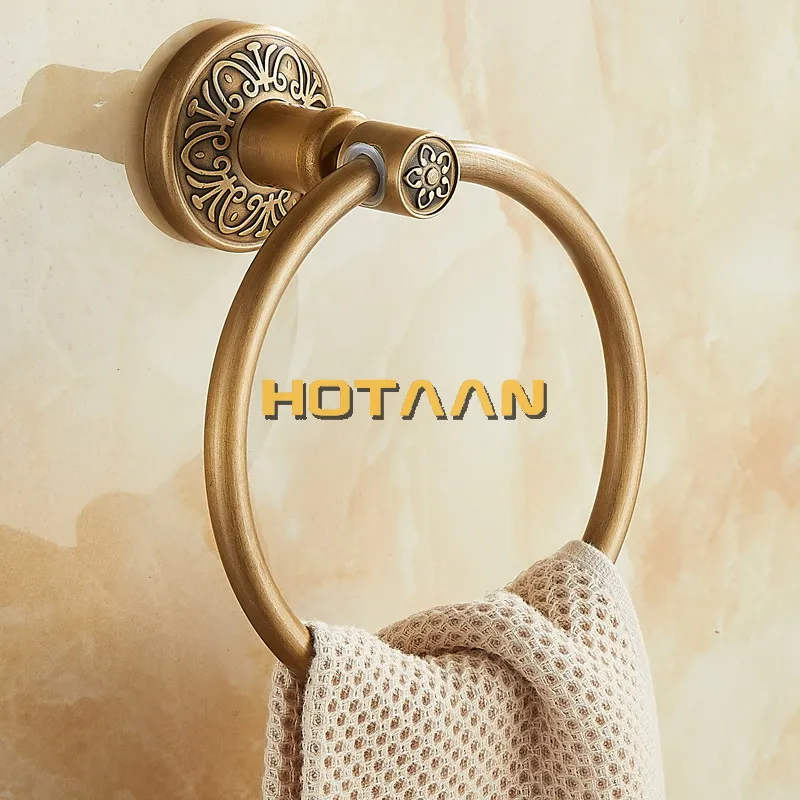 Günstige Solide Aluminium Wand Montiert Runde Antike Messing Farbe Handtuch Ring Neue Bad Handtuch Halter Handtuch Rack für Bad Zubehör