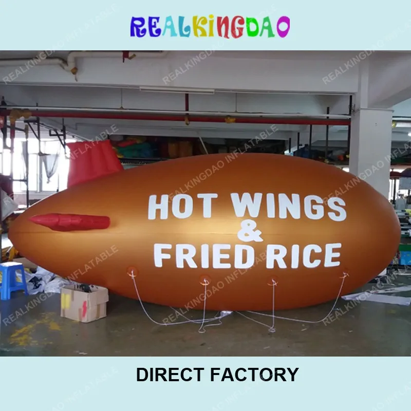 

Free Shiping 6m/20ft Long Gold Inflatable Airship Blimp Zeppelin with your LOGO for Different Events Digital printing