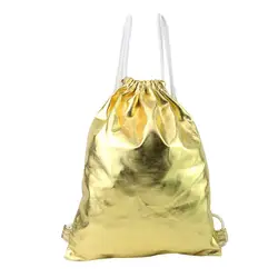 Шнурок Сумки Женская Мода Золото PU кожа Drawstring рюкзак сумка дамы высокого Класс повседневная женская обувь Mochila A8