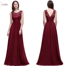 Бургундское шифоновое длинное вечернее платье с глубоким круглым декольте вечернее платье без рукавов robe de soiree