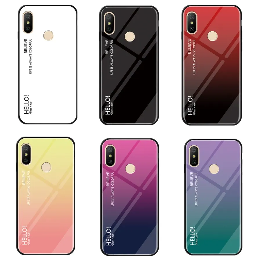 

ZEALLION For Xiaomi Mi8 Lite Mix 2 2s Mix 3 Max 2 Redmi 5 Gradient Tempered Glass Back Cover Colorful Soft Edge Case