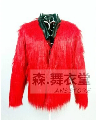 Горячая распродажа! Bigbang мужской ds красный мех пальто одежда Мужская мода сценический певец костюмы пальто/M-XL