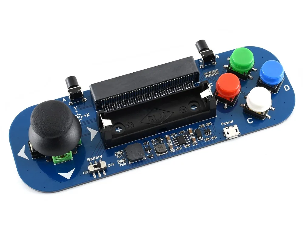 Модуль расширения Waveshare Gamepad для micro: bit джойстика и кнопок воспроизводит музыку, работающую от аккумулятора, также заряжает аккумулятор