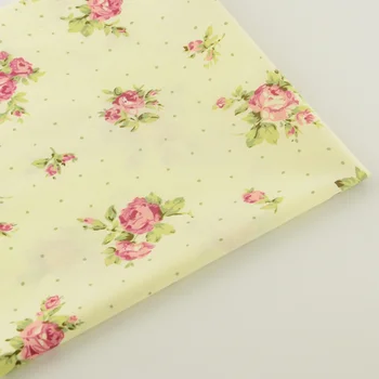 

Booksew 100% Cotton Twill Fabric Beige Printed Floral Designs Bedding Scrapbooking Decoration Home Textile Quilting DIY Sewing