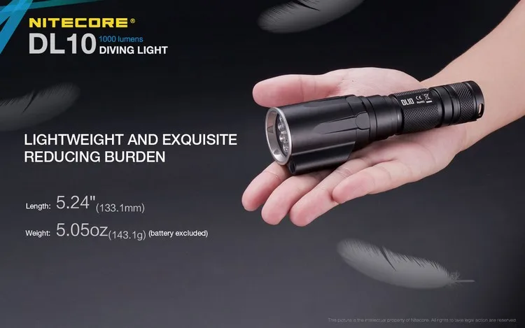 NITECORE DL10& UM10 Зарядное устройство 18650 Батарея 1000LM CREE XP-L HI V3 светодиодный фара-Искатель подводная с водонепроницаемым чехлом и возможностью погружения на глубину до 30 м