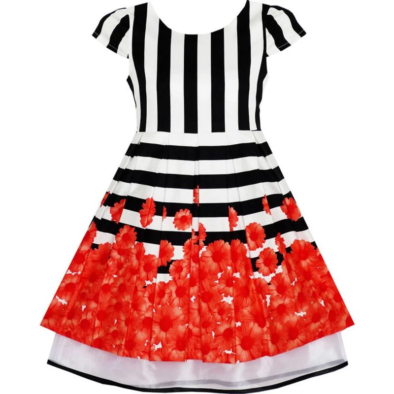 girls red and white striped dress