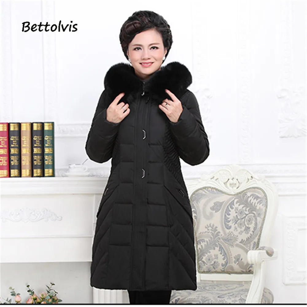 Goede 2018 Nieuwe 2XL 8XL vrouwen warme jas winter down jas vrouwelijke grote bontkraag capuchon parka medium lange moeder kleding