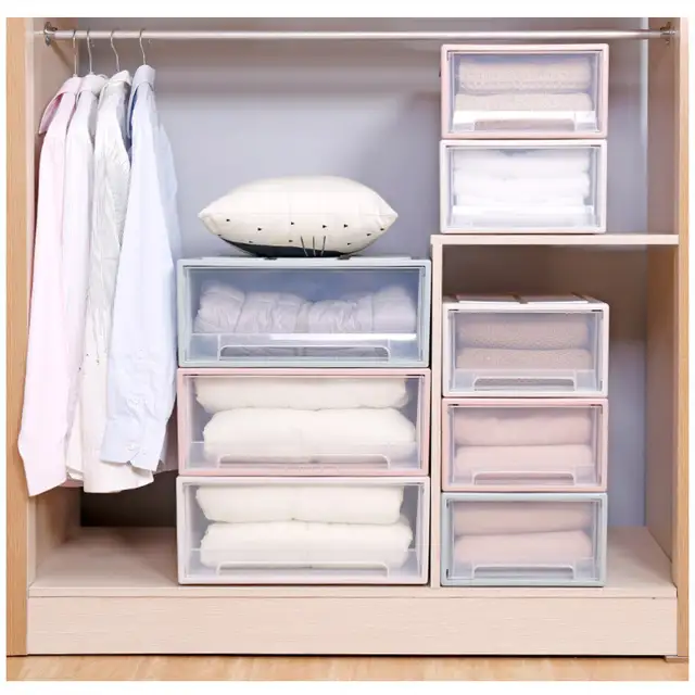 4 Color Stacking Drawer Storage Box Multifunction Locker Thick