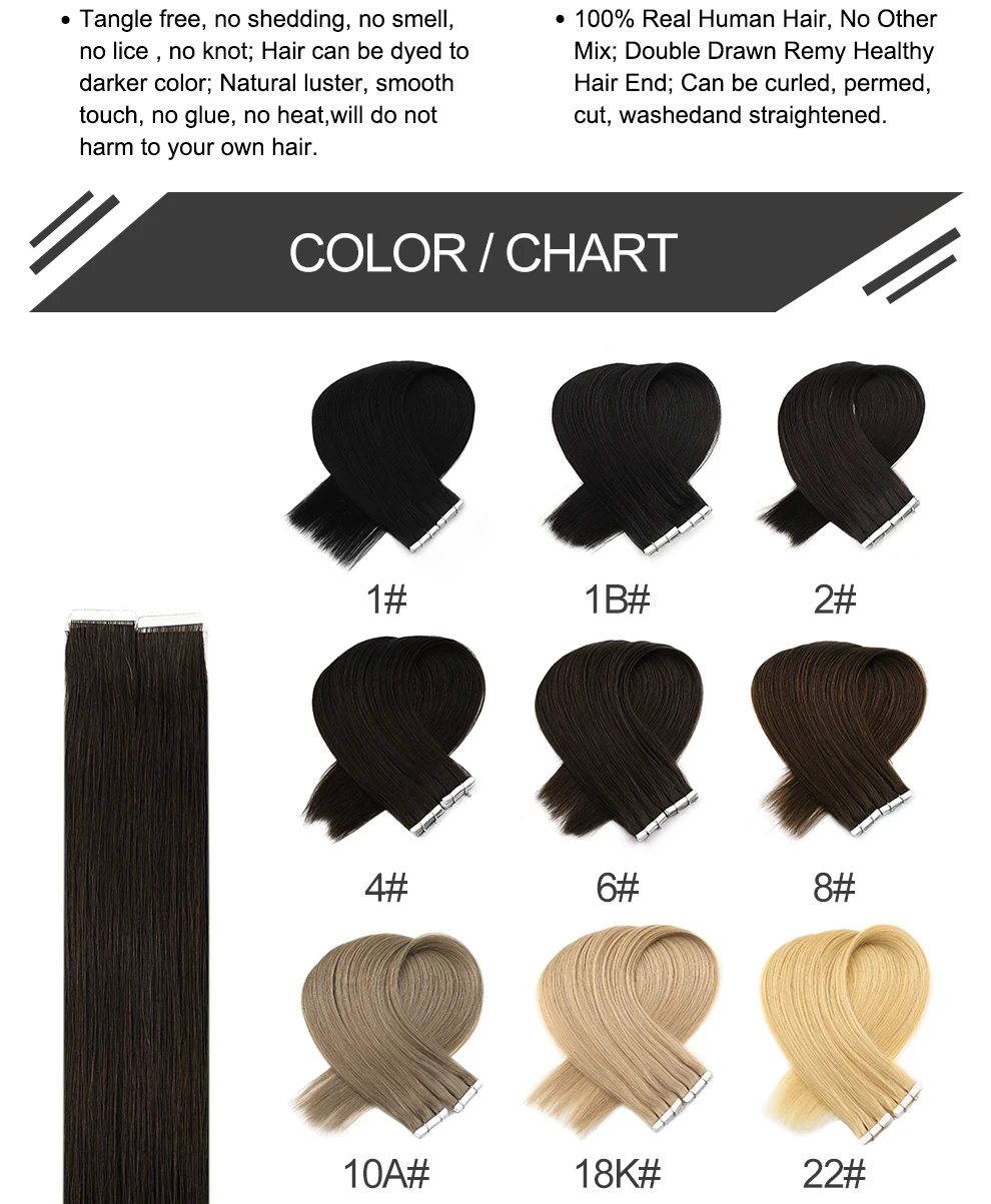 K.S парики Remy лента в человеческих волос любовь линия бесшовные волосы для наращивания кожи 16 ''20'' 24''