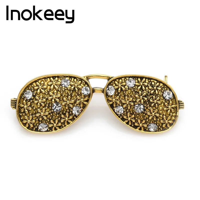 

Inokeey Vintage Gold Sun-glass Brooch Pins 2019 Summer Beach Jewelry Gift