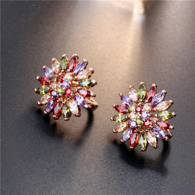 Bilincolor fashion english lock big flower simple cute stud earring for