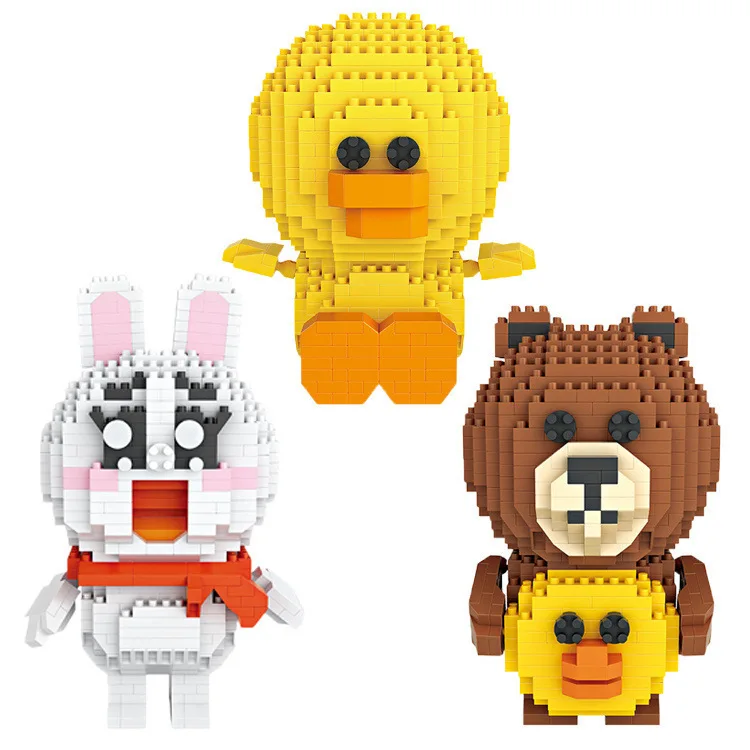 

Mini Qute WTOYW LOZ kawaii Anime Brown bear diamond block plastic cube building blocks bricks educational toy game