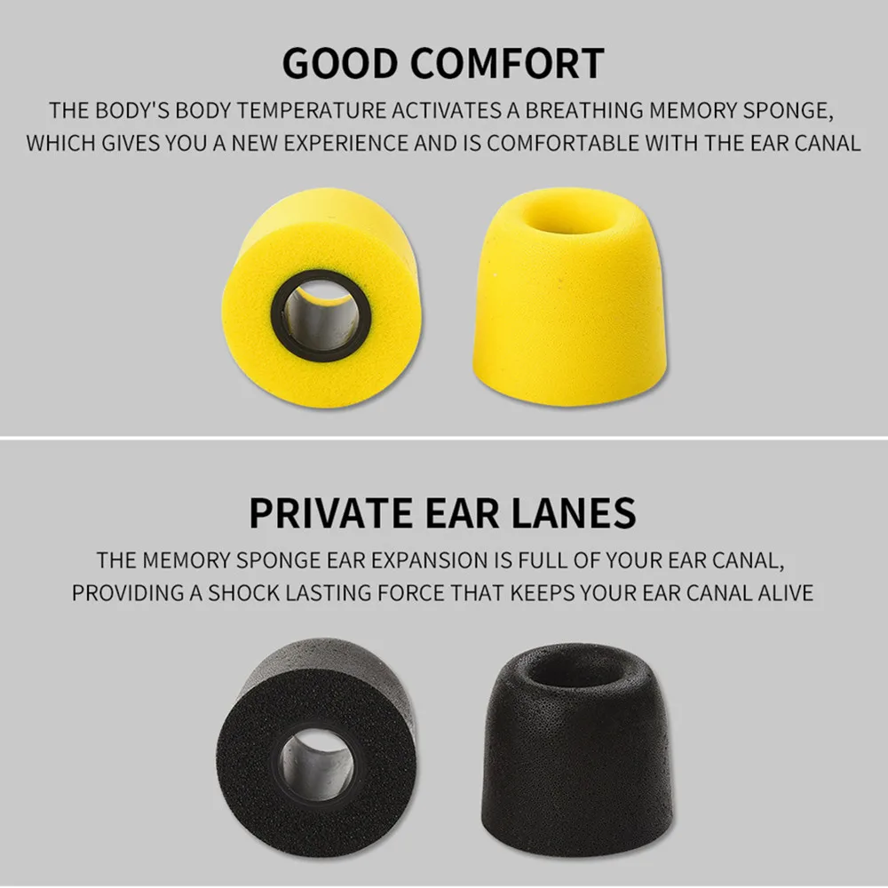 New QKZ T400 2pcs Earphone Tips Memory Foam For All in Ear Headphones sport headphone gaming headsets fone de ouvido