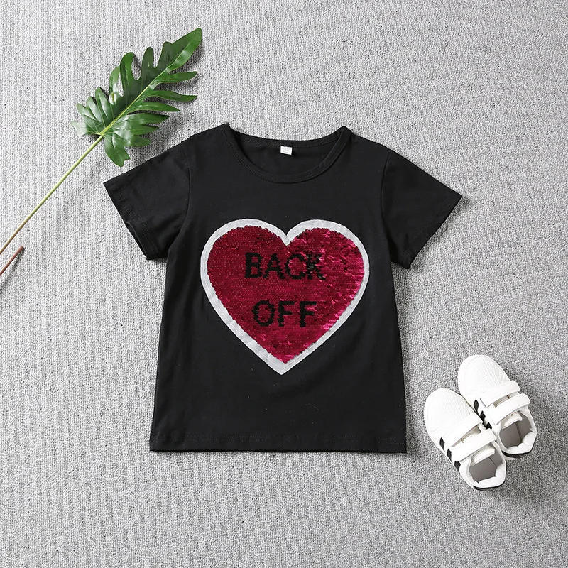 Cotton T Shirt For Girls Reversible Sequin Kids Changing T Shirt Flip Sequin Shirt Child T-Shirt Cool Things For Girls 2
