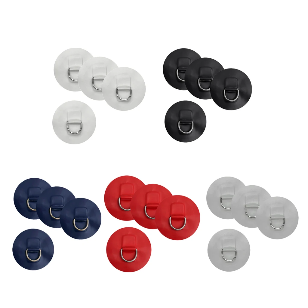 4Pcs Stainless Steel Kayak Canoe D Ring Pad Patch for PVC Inflatable Boat Dinghy Raft Surfboard Replacement Tie Down Accessories
