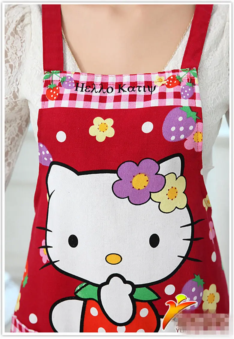 hello kitty Кухня Ремесло фартук цветочный холст XW-1069