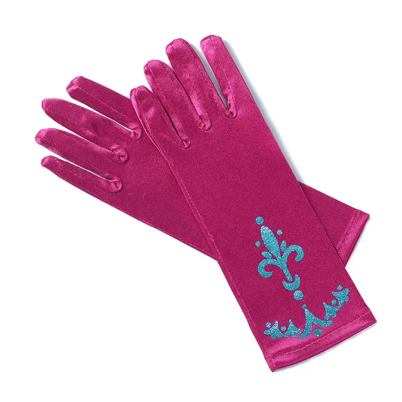 VOGUEON для девочек Белоснежка платье с перчатками вечерние принадлежности для детей принцесса косплей костюм для Эльзы Анна Рапунцель Золушка Белль - Цвет: Fuchsia Print Gloves