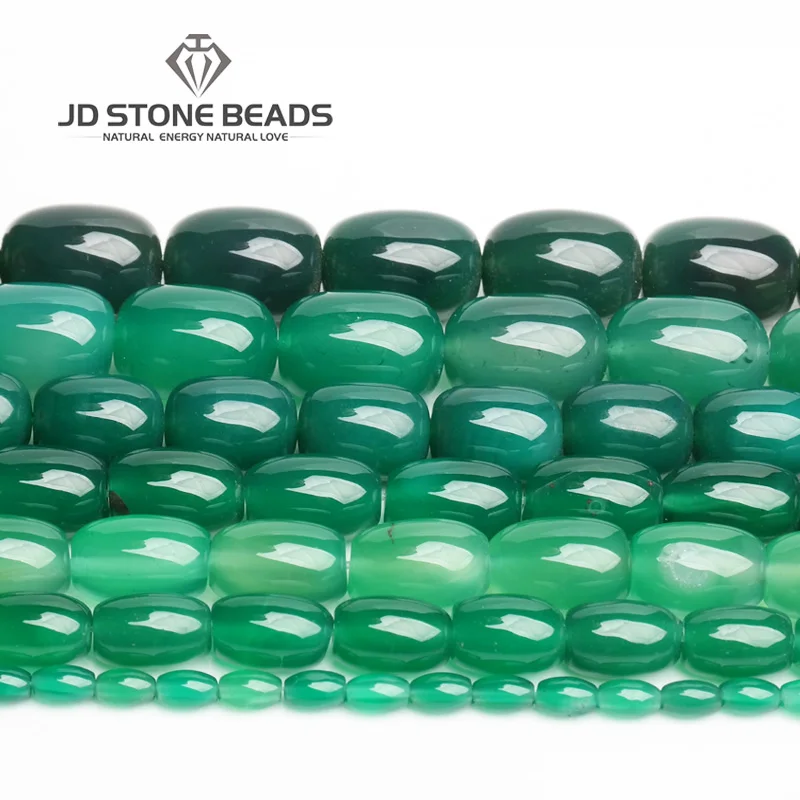 

JD Stone Beads Free Shipping Green Agate Drum Barrel Shape Beads Semi-Finished Handmade Bracelet Beads Accessory