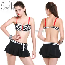 2017 новая юбка бикини три частей комплект купальник бюстгальтер на бретелях с сталь поддерживает большой размер комплект бикини юбка
