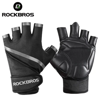 

ROCKBORS Fitness Anti-Slip Gloves Breathable Workout Weight Lifting Gloves Sport Body Building Half Finger Protective Gym Gloves