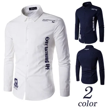 

New Design Mens Summer Slim Letter Pritting Shirts Linen Shirt Long Sleeve Summer Casual Shirt XC18c815