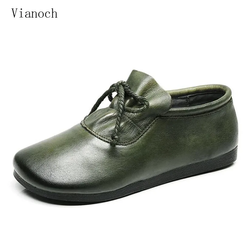 

Fashion New Casual Flats Women Soft Genuine Leather Shoes Autumn Spring Loafers Woman wo1808112
