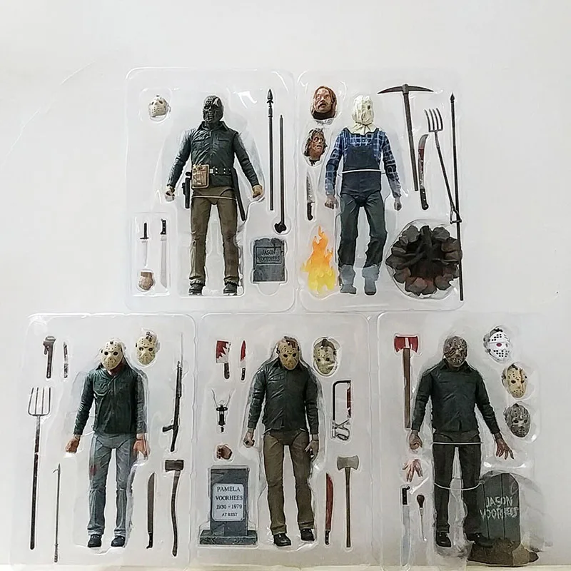 5 видов,, NECA Friday, 13th Part 2, 3, 5 V, 6 VI, 3D Джейсон, Фредди, фигурка, игрушка, кукла, подарок на Рождество, день рождения