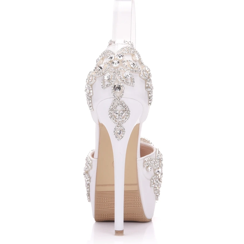 Женские босоножки со стразами туфли лодочки на платформе и высоком каблуке|heels high